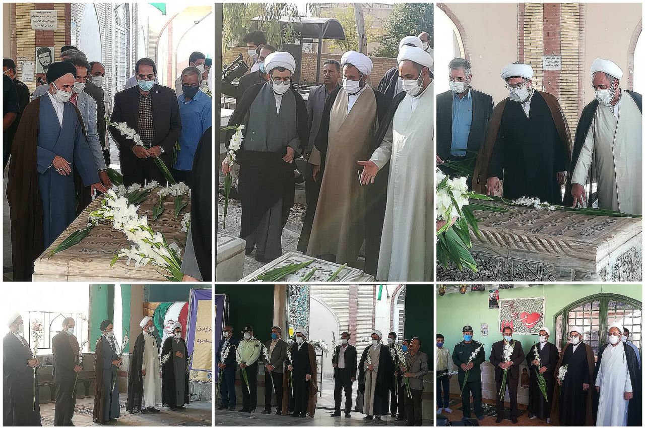 ادای احترام ائمه جمعه و مسئولین رفسنجان به مقام شهدا و امام جمعه فقید